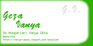 geza vanya business card